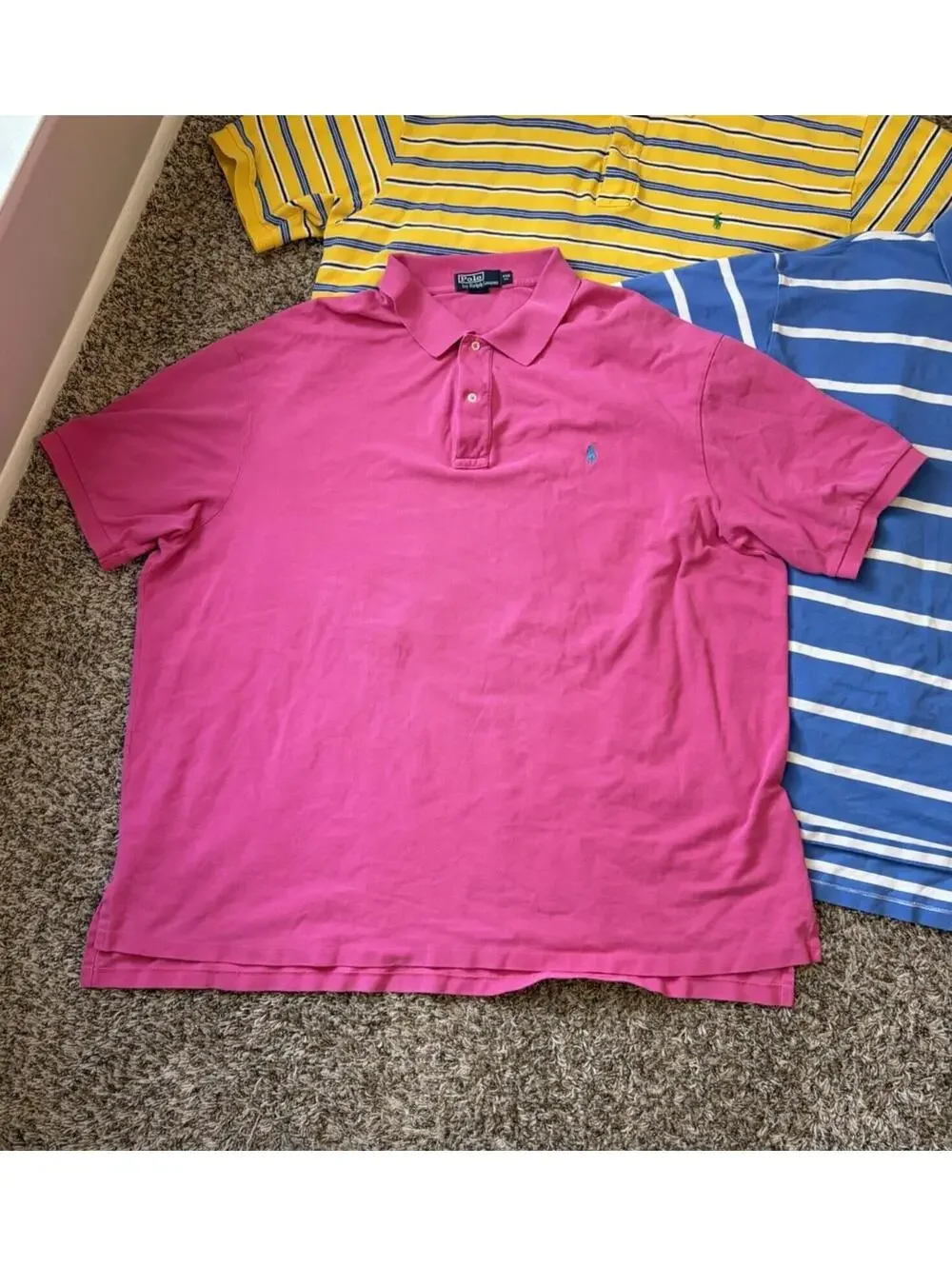 Lot Of 4 - Polo Ralph Lauren Men’s Size 4XB Short Sleeve Polo Shirts Striped